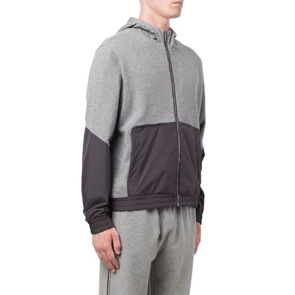 Z Zegna Mens Panelled Zipped Hoodie X-Large Grey - NWT $595